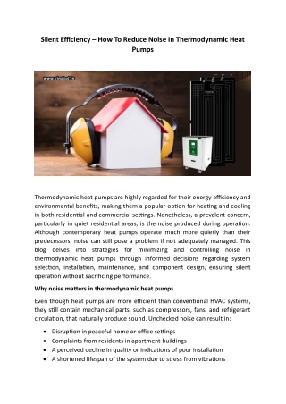 Silent Efficiency – How To Reduce Noise In Thermodynamic Heat Pumps