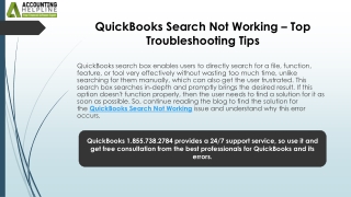 Troubleshooting QuickBooks Search Not Working Issue