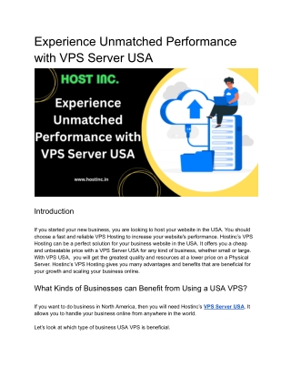 Experience Unmatched Performance with VPS Server USA