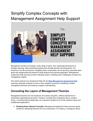 Simplify Complex Concepts with Management Assignment Help Support