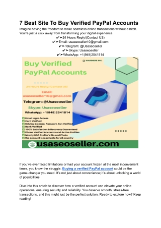 7 Best Site To Buy Verified PayPal Accounts