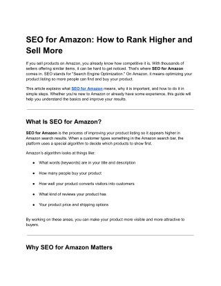 seo for amazon how to rank higher and sell more