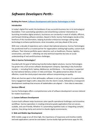 Software Developers Perth