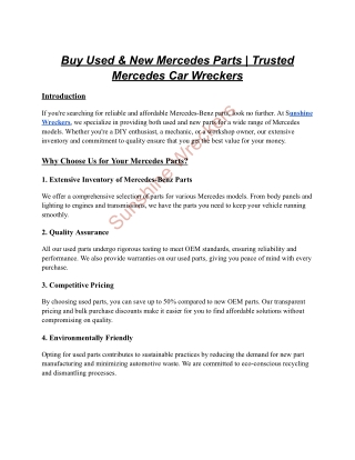 Buy Used & New Mercedes Parts _ Trusted Mercedes Car Wreckers