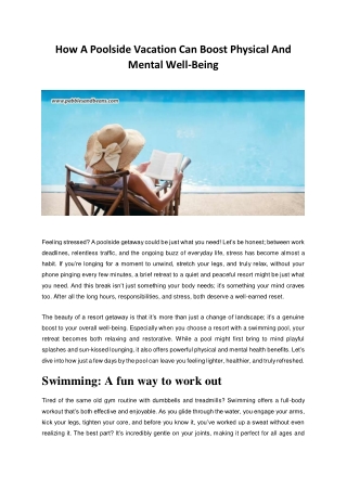 How A Poolside Vacation Can Boost Physical And Mental Well-Being
