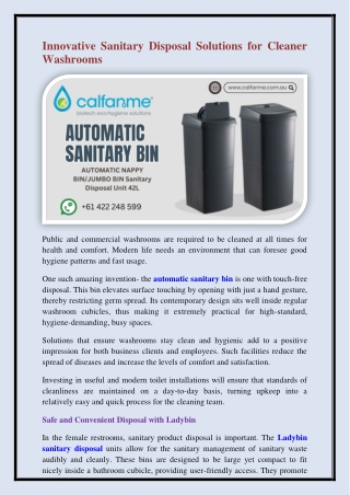 automatic sanitary bin