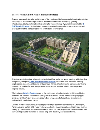 Discover Premium 3 BHK Flats in Zirakpur with Motiaz