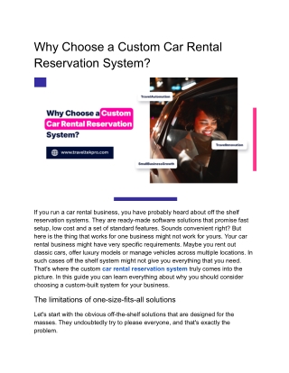 Why Choose a Custom Car Rental Reservation System