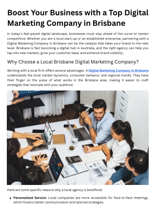 Boost Your Business with a Top Digital Marketing Company in Brisbane