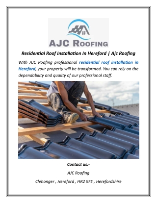 Residential Roof Installation In Hereford | Ajc Roofing