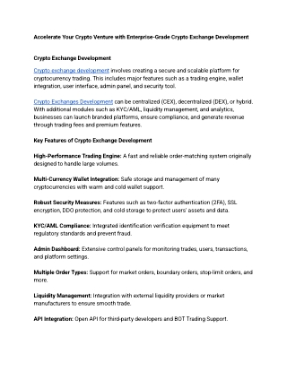 Accelerate Your Crypto Venture with Enterprise-Grade Crypto Exchange Development