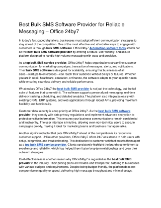 Best Bulk SMS Software Provider for Reliable Messaging Office 24by7 docx Google Docs