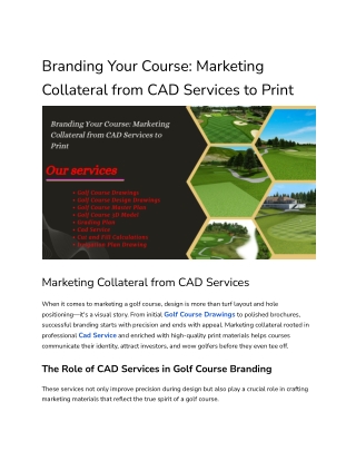 Branding Your Course_ Marketing Collateral from CAD Services to Print __ offs-site Kriti