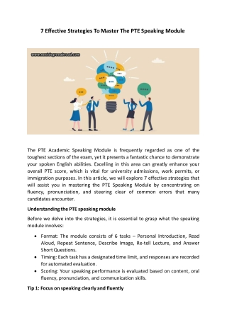 7 Effective Strategies To Master The PTE Speaking Module