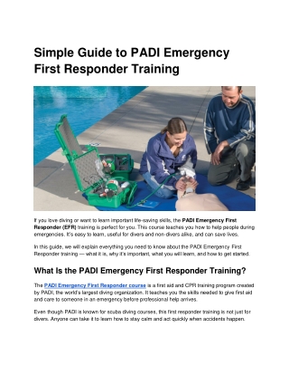 Simple Guide to PADI Emergency First Responder Training