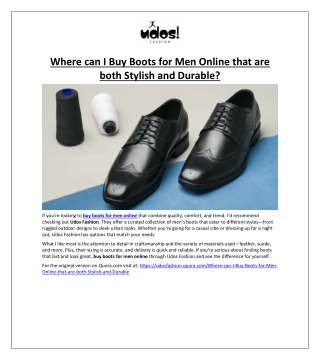 Where can I Buy Boots for Men Online that are both Stylish and Durable?