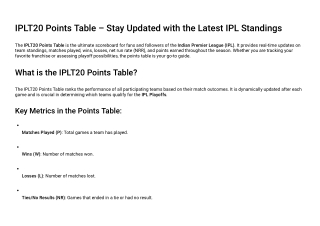 iplt20 points table stay updated with the latest