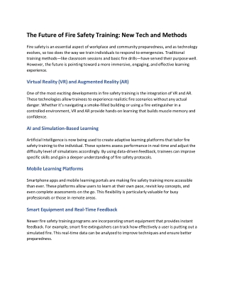 The Future of Fire Safety Training New Tech and Methods