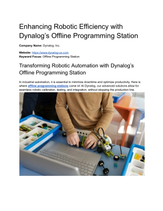 Enhancing Robotic Efficiency with Dynalog’s Offline Programming Station