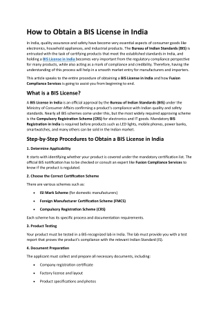 How to Obtain a BIS License in India