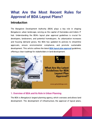 What Are the Most Recent Rules for Approval of BDA Layout Plans_GR Group