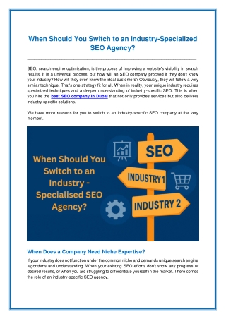 When Should You Switch to an Industry-Specialized SEO Agency