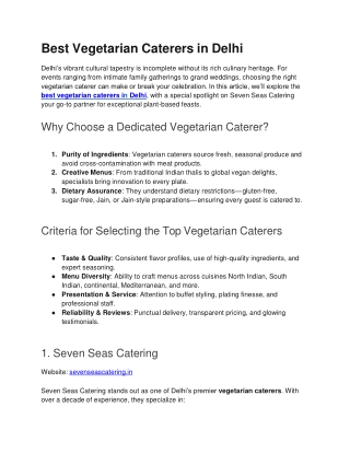 Best Vegetarian Caterers in Delhi