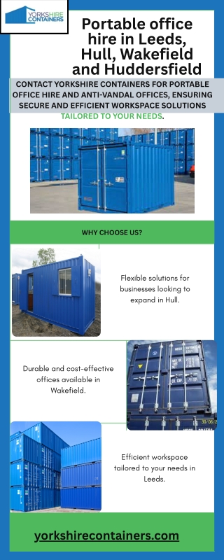 Portable office hire in Leeds, Hull, Wakefield and Huddersfield