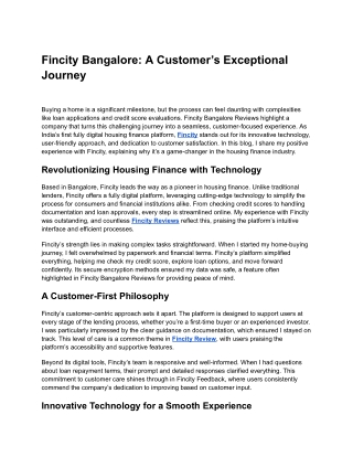 Fincity Bangalore_ A Customer’s Exceptional Journey