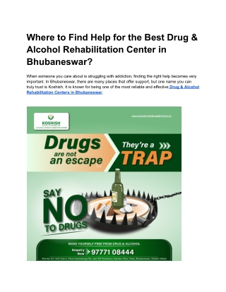 Where to Find Help for the Best Drug & Alcohol Rehabilitation Center in Bhubanes