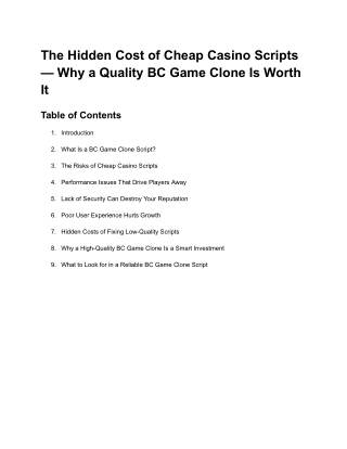 The Hidden Cost of Cheap Casino Scripts — Why a Quality BC Game Clone Is Worth It