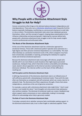 why people with a dismissive attachment style