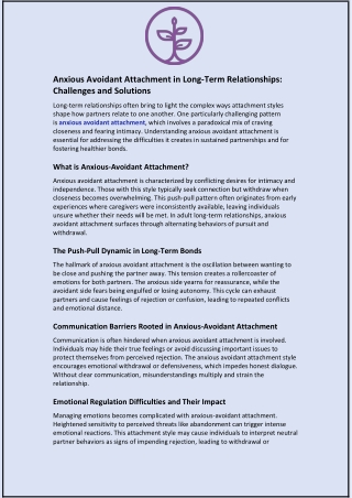 anxious avoidant attachment in long term