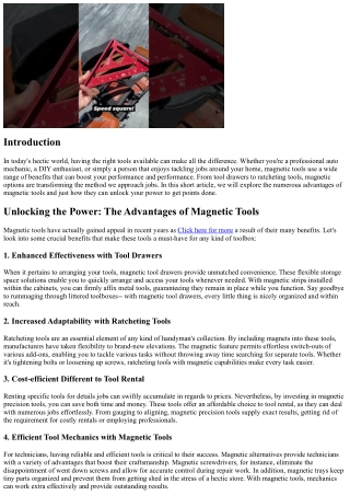 Opening the Power: The Benefits of Magnetic Tools
