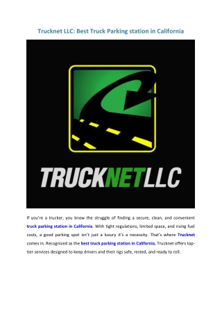 Best Truck Parking station in California