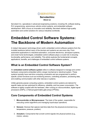 Embedded Control Software System