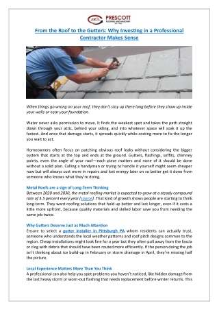From the Roof to the Gutters- Why Investing in a Professional Contractor Makes Sense