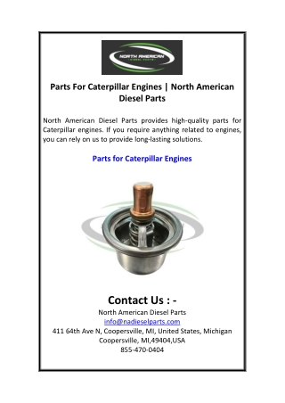 Parts For Caterpillar Engines  North American Diesel Parts