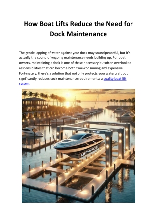 How Boat Lifts Reduce the Need for Dock Maintenance