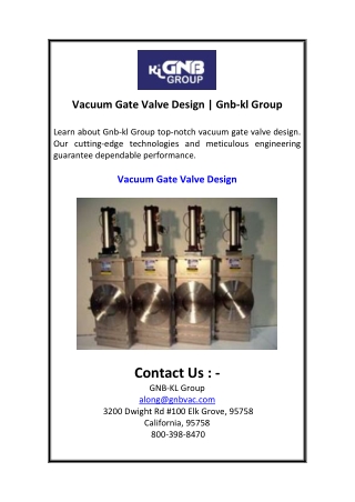 Vacuum Gate Valve Design  Gnb-kl Group