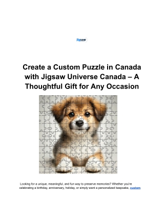 Custom Puzzle Canada – Create Personalized Jigsaw Puzzles | Jigsaw Universe Can