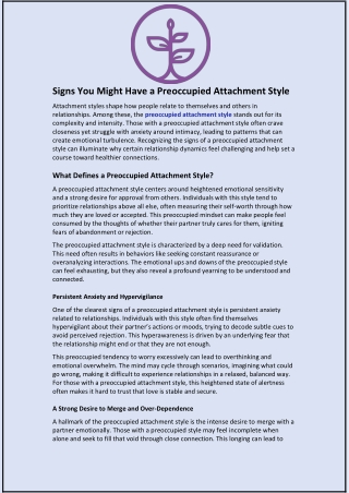 Signs You Might Have a Preoccupied Attachment Style