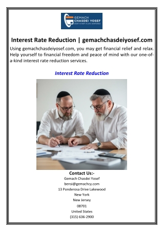 Interest Rate Reduction  gemachchasdeiyosef.com