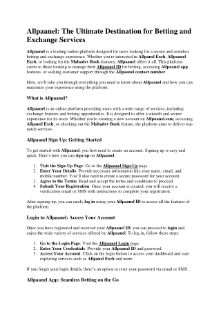 allpaanel the ultimate destination for betting