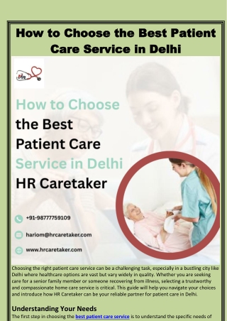How to Choose the Best Patient Care Service in Delhi