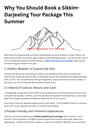 Why You Should Book a Sikkim-Darjeeling Tour Package This Summer