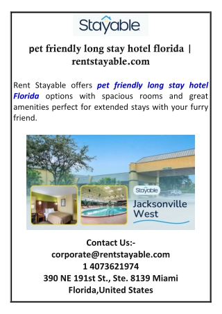 pet friendly long stay hotel florida  rentstayable pdf