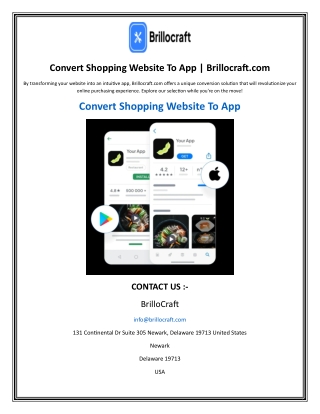 Convert Shopping Website To App | Brillocraft.com