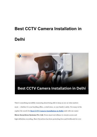 Best CCTV Camera Installation in Delhi