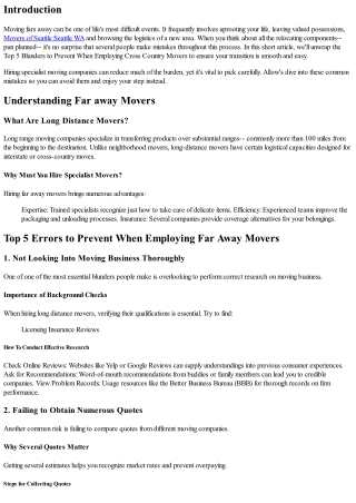 Leading 5 Mistakes to Stay Clear Of When Working With Long Distance Movers